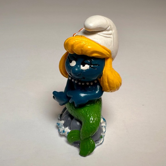Vintage Mermaid Smurfette Figurine 1981 Schleich Peyo Made in Hong Kong Smurfs - Picture 3 of 5